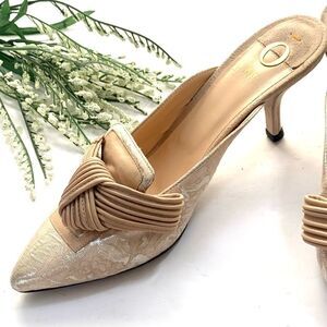 O Jour Old Satin/Leather Mules Wedding/Bridal